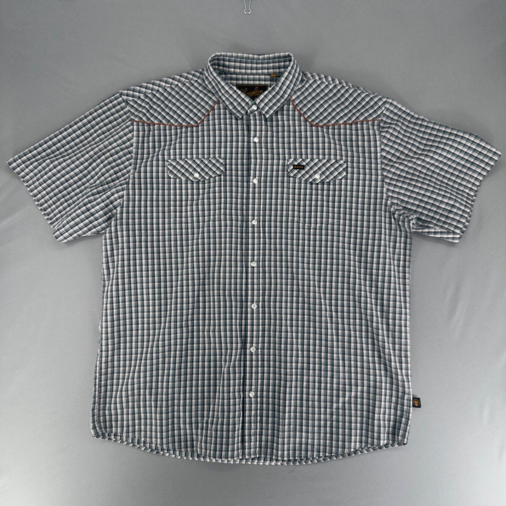 Howler Brothers H Bar B Snapshirt Mens XXL Plaid Western Pearl Snap Short Sleeve